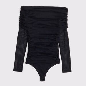 Abercrombie & Fitch Long-Sleeve Mesh Foldover
Bodysuit, Black, M